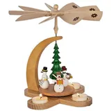 Richard Glässer Teelichtpyramide Schneemänner, Seiffen, Erzgebirge #15872