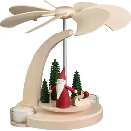 Seiffener Volkskunst | Weihnachtspyramide Bogenpyramide | 18 cm Pyramide | Moderne Volkskunst aus dem Erzgebirge | 16264 | Weihnachtswichtel mit Schlitten