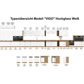 Küchen-Preisbombe Küchenzeile VIGO 220 + 120 cm Hochglanz weiß