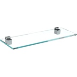 bijon Glasregal Glasablage Wandregal Glas Bad-Regal Glas Badezimmer Regal Badablage Ablageregal - 8mm Hartglas, 100 x 20 cm, Klarglas + Halterung G - Chrom Glanz Optik