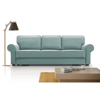 Beautysofa 3-Sitzer BELLO, in Retro-Stil, Bettkasten, Wellenfedern, für Wohnzimmer, Dreisitzer Sofa aus Veloursstoff, inklusive Schlaffunktion blau
