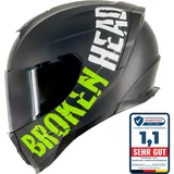 Broken Head BeProud Sport Grün Motorradhelm + Schwarzes Visier