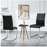 OKWISH Freischwinger PU-Kunstleder & Leinen Rückenlehne, hoher gepolsterter Stuhl, . (2 St) schwarz