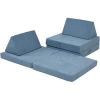 [en.casa] - Kindertisch, Norhulta 5-tlg. 120x66x46 cm Cord Blau