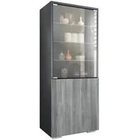 Vladon Vitrine, Anthrazit, 50x122.5x34.5 cm, Wohnzimmer, Wohnwände, Vitrinenschränke