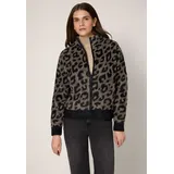 street one studio STREET ONE STUDIO, Damen, Gr. 44, schwarz, Stoff, 100% Polyester, animal-print, normal normal, Rundhals, Rippbündchen, Strickjacken