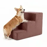 murando Hundetreppe für Kleine Hunde 3 Stufen 30 cm, Samt - Altrosa