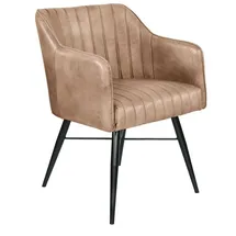 Massivmoebel24 Stuhl Echtleder 54x68x78 beige Iron Label 12
