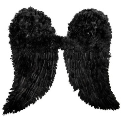 Metamorph Kostüm-Flügel Schwarze Feder Flügel für Fasching und Halloween, Imposante Federflügel für Elfen und Engel Kostüme schwarz