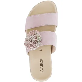 Gabor Pantolette GABOR, Damen, Gr. 41, rosé, Veloursleder, unifarben, Schuhe Pantolette, Plateau, Sommerschuh, Schlupfschuh mit Bast-Zierblüte