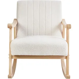 Beliani Schaukelsessel LEKNES Bouclé 70 x 80 x 90 cm Cremeweiß