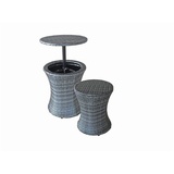 Lomadox Tisch mit Getränkekühler Beistelltisch Balkontisch Gartentisch dunkelgrau,