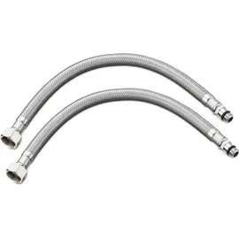 Navaris 2x Stahlflex Schlauch Armaturenanschluss - G3/8 Zoll x M10 x 30cm x 1 AG - Wasserhahn Armatur 3/8" Anschlussschlauch - Verbindungsschlauch