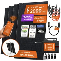 solarway Balkonkraftwerk 2000W komplett Steckdose - Balkon Halterung