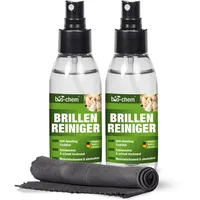 bio-chem Brillenreiniger Set 2x 100 ml – Anti-Beschlag & Tuch Glasreiniger (Brillenreiniger 2x 100 ml + Mikrofasertuch) weiß