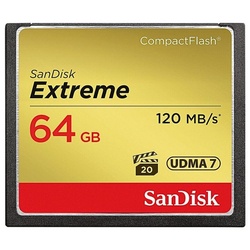 Sandisk Extreme Speicherkarte (64 GB, 120, 120 MB/s Lesegeschwindigkeit, für Spiegelreflexkameras und Camcorder) schwarz