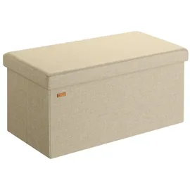 CASARIA Sitzbank mit Stauraum Faltbar Gepolstert Deckel Schlafzimmer Wohnzimmer Flur Sitztruhe Truhenbank Polsterbank L - Beige 80x40x40cm Leinen Optik