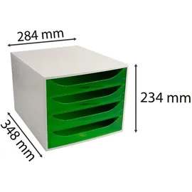 Exacompta 228697D Ecobox Schubladenbox mit 4 Schubladen - Apfelgrün -
