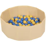 Petsona Hundepool Für Hunde Faltbarer Hundeplanschbecken Mit Bunten Bällen, Hundebadewanne Spielbereich Und Planschbecken Katzen, Hellbeige: Blau/Gelb