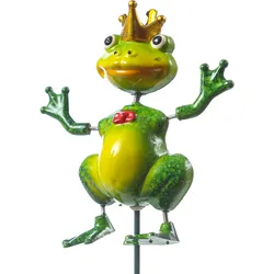 Gartenstecker wackelnder Frosch Quaki mit Krone - Beetstecker - H: 54cm - für Au...