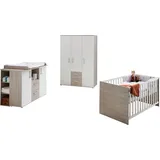 LÜTTENHÜTT »Geert«, (Set, 4 tlg., Kinderbett, Regal, Schrank, Wickelkommode), Made in Germany; mit Kinderbett, Regal, Schrank und Wickelkommode, grau