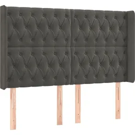 vidaXL Boxspringbett mit Matratze & LED Dunkelgrau 140x200 cm Samt