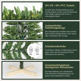 salcar Künstlicher Weihnachtsbaum mit LED Tannenbaum Künstlich mit Beleuchtung und Echtholzständer, Größe: 180 cm, 450 LEDs, 1284 Spitzen - Grün