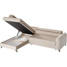 Sofnet Ecksofa mit Schlaffunktion und Bettkasten, Wohnlandschaft mit einstellbare Kopfstützen, Couch, Sofa, Bettsofa, Schlafsofa (Graphit (Kronos 22)