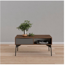 Home Affaire Couchtisch »Fur«, Stahlgestell, Schublade und Holz-Optik Tischplatte, Breite 98,7 cm, braun