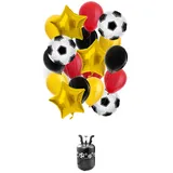 Ballongas Set * FUSSBALL EM 2024 * Helium Flasche + 18 Ballons + Band | Heliumflasche Set + Knickventil + Luftballons + Folienballons | Fußball EM 2024 Party Deutschland Deko Ballondeko