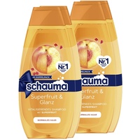 Schauma Schwarzkopf Shampoo Superfruit & Glanz, 2er Pack (2x 2x400 ml), mit Superfruit-Extrakt stärkt das Haar & verleiht einen natürlichen Glanz, silikonfrei & vegane Formel