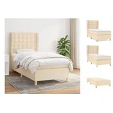 vidaXL Boxspringbett mit Matratze Creme 100x200 cm Stoff