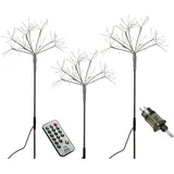 MARELIDA LED Gartenstecker Feuerwerk Firework mit Fernb Leuchtstäbe 3er Set weiß