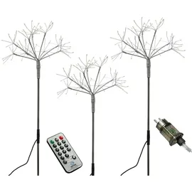 MARELIDA LED Gartenstecker Feuerwerk Firework mit Fernb Leuchtstäbe 3er Set weiß