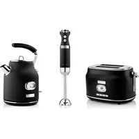 Westinghouse Retro Frühstücks-Set schwarz 3-tlg. inkl Stabmixer