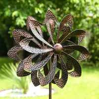 Lex Doppel-Windrad H: 140 cm Kupfer-Antik
