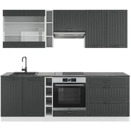 Vicco Küchenzeile Fame-Line 235 cm Anthrazit Landhaus/Weiß