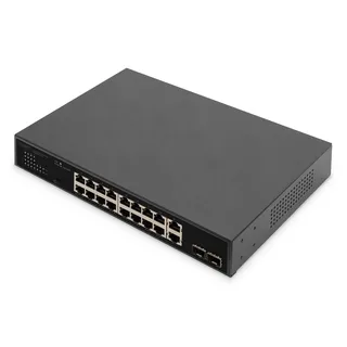 Digitus 16+2 Port 10/100/1000 Mbps 2 Gigabit SFP PoE Switch + Black