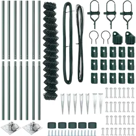 vidaXL Maschendrahtzaun mit 7 Spike-Posten 1,5 x 10 m Stahl