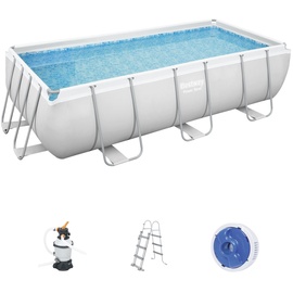 BESTWAY Power Steel Frame Pool Set 404 x 201 x 100 cm lichtgrau inkl. Sandfilteranlage