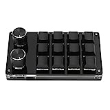 Tragbares Multifunktionales Mechanisches Gaming Keypad mit Einstellknopf, Mechanische Mini Tastatur mit 12 Tasten, Speicherfunktion, Speicherfunktion, Einstellbarer Knopf für Musikmedien(Schwarz)