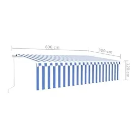 vidaXL Markise Manuell Einziehbar mit Rollo & LED 6x3 m Blau & Weiß