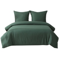 Bettwäsche Bettwäsche-Set Bettbezug mit Kissenbezug Einfarbig Weich Premium, WISHDOR, 1 Stück 240x220 cm mit 2 Kopfkissenbezug 80x80 cm grün 240 cm x 220 cm