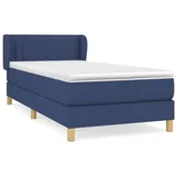 vidaXL Boxspringbett mit Matratze Blau 90x200 cm Stoff