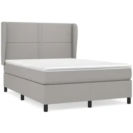 vidaXL Boxspringbett mit Matratze Hellgrau 140x200 cm Stoff