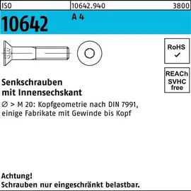 Hörger & Geßler Senkschraube ISO 10642 M6 x 60 A 4 100 Stück