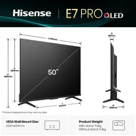 Hisense 50E7Q PRO 50" 4K QLED Smart TV