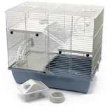 ZooPaul Nagerkäfig Hamsterkäfig Deluxe Pastel in grau blau inkl. Zubehör für Kleintiere Nager Hamster usw.