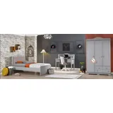 JV Möbel Kinderzimmer-Set in Weiß aus Holz mit Kinderbett, Schrank,