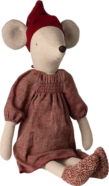 Maileg Weihnachtsmaus Maxi Mädchen 60 cm Stofftier - Festliche Kleidung, Kuscheltier, liebevolle Geschenkidee
